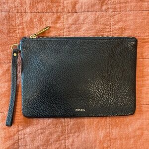 Fossil Black Pebbled Leather Clutch